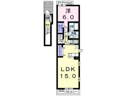 サニーガーデンA B(1LDK/2階)の間取り写真
