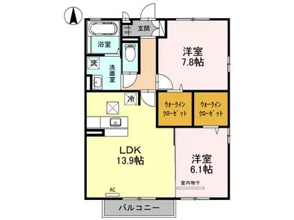 サンフラワーガーデンA(2LDK/1階)の間取り写真