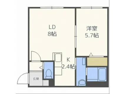 ル・ファール平岸ブランシェ(1LDK/2階)の間取り写真