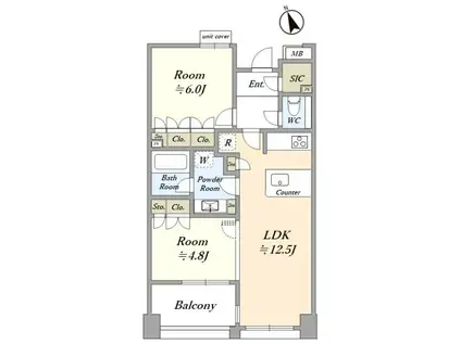 FEELS大森(2LDK/5階)の間取り写真