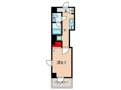 ブルーノ赤羽(1K/3階)の間取り写真