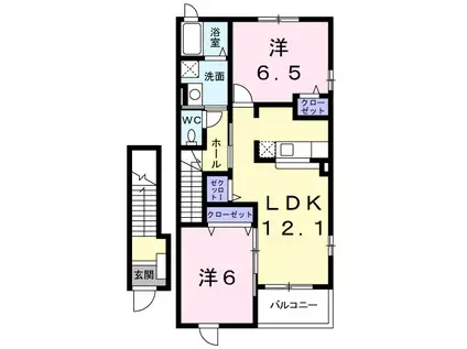 アルカンシエル(2LDK/2階)の間取り写真