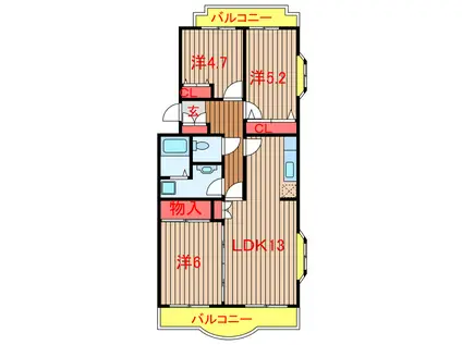 キャロットミノル(3LDK/1階)の間取り写真