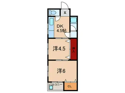 マンション諏訪山(2DK/3階)の間取り写真