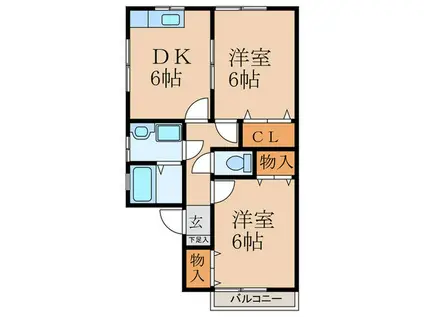 PRIMROSE I(2DK/1階)の間取り写真