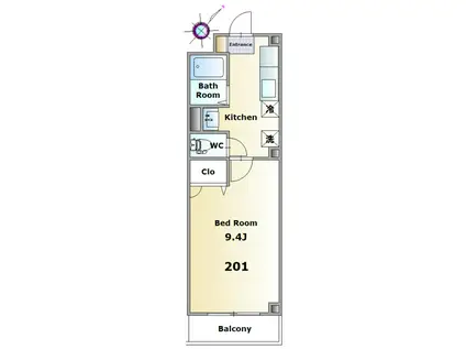 プレーゴ21(1K/2階)の間取り写真