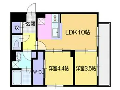 シューレジデンス元町(2LDK/3階)の間取り写真
