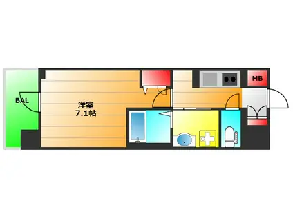 IBCレジデンス ウエスト (1K/3階)の間取り写真