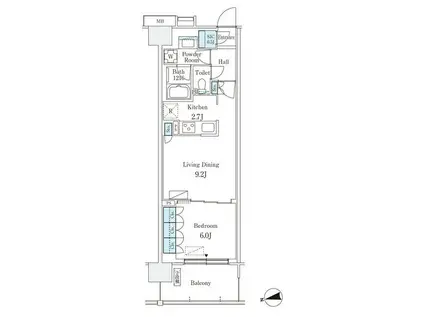 スカイグランデ津田沼(1LDK/7階)の間取り写真