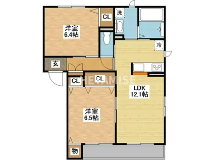 シャーメゾンさくら野(2LDK/2階)の間取り写真