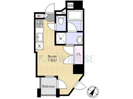 GARDEN TERRACE市谷八幡(ワンルーム/6階)の間取り写真