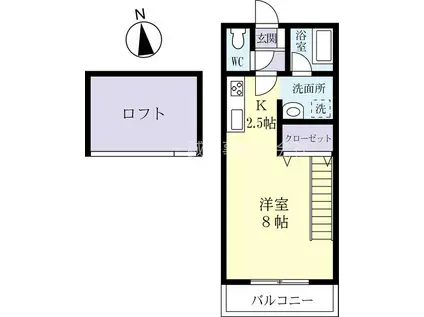 プリマベーラII(ワンルーム/1階)の間取り写真