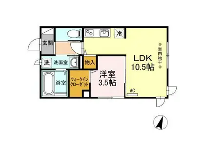 XEVO シグマ 保戸野(1LDK/1階)の間取り写真