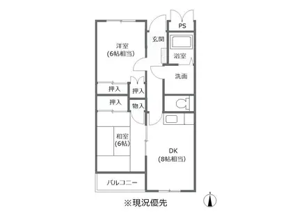 デュオス・シノンA(2DK/1階)の間取り写真
