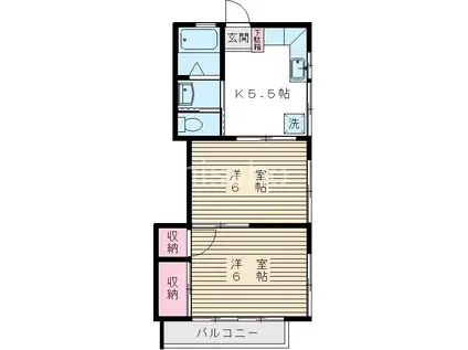 竹生荘(2K/1階)の間取り写真