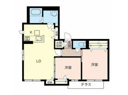 シャーメゾンフェリシア豊里(2LDK/1階)の間取り写真