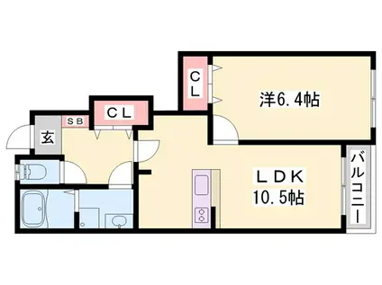 アイエスパレス・イースト(1LDK/1階)の間取り写真