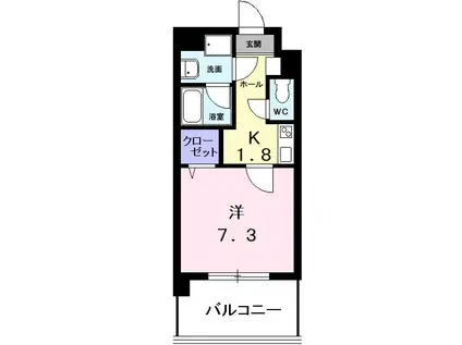 ベルクオール(1K/3階)の間取り写真