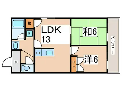 ロイヤルハイツ土佐堀(2LDK/5階)の間取り写真