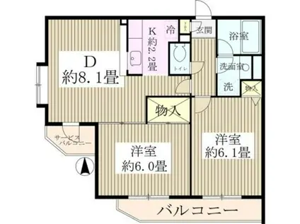 メゾンドボヌール梅島(2DK/1階)の間取り写真