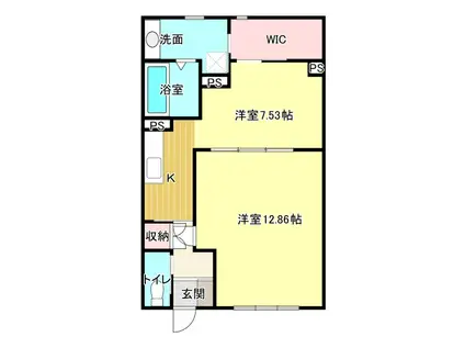 ル・リオン元浜(1LDK/1階)の間取り写真