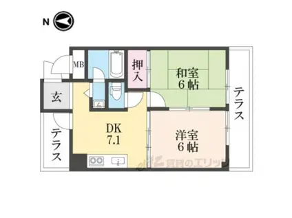 メゾンスカーレット(2DK/1階)の間取り写真