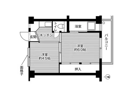 山崎2号棟(2K/2階)の間取り写真