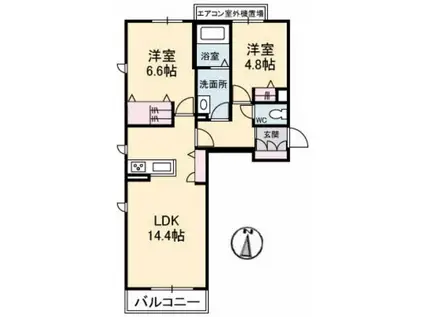 セントリビエ(2LDK/3階)の間取り写真