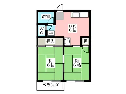 コーポジェントリー A棟(2DK/2階)の間取り写真