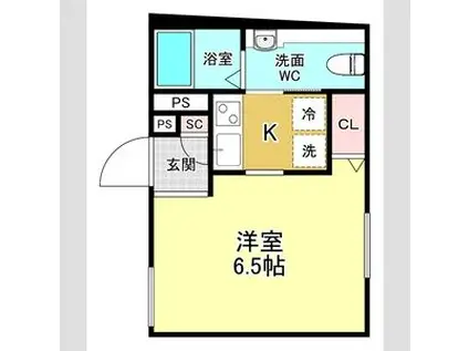 ジュリアス大森中(1K/4階)の間取り写真