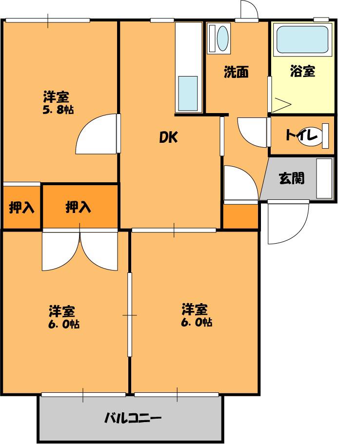 ファミーレ(3DK/2階)の間取り写真