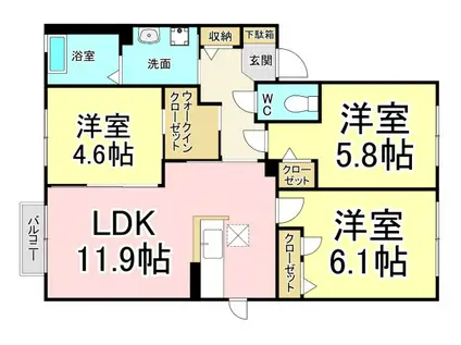 シャーメゾン泉 A(3LDK/1階)の間取り写真