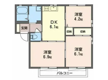 セナ・ブセナ B棟(3DK/2階)の間取り写真