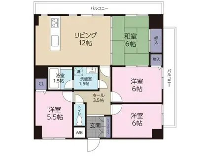 トーカンマンション泉町(4LDK/4階)の間取り写真