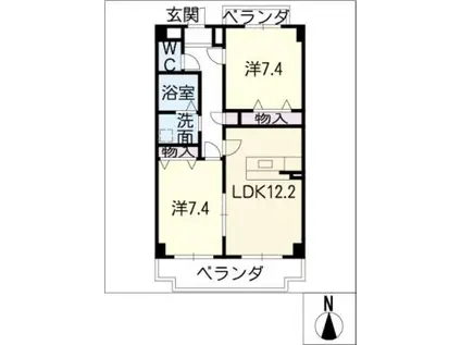 フェリシア一宮(2LDK/5階)の間取り写真