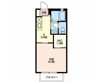 ヴィラプリムローズ(1K/1階)の間取り写真