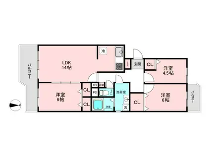 新ゆり アカシア街区4号棟(3LDK/3階)の間取り写真