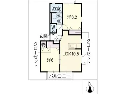 シティーグランツスエヒロB棟(2LDK/1階)の間取り写真