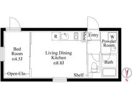 CASAPIAZZA蒲田イースト(1LDK/2階)の間取り写真