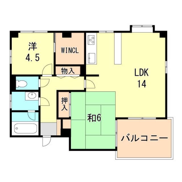シュロス板宿(2LDK/5階)の間取り写真