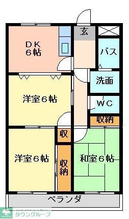 ヴァンベール文ケ岡II(3DK/1階)の間取り写真
