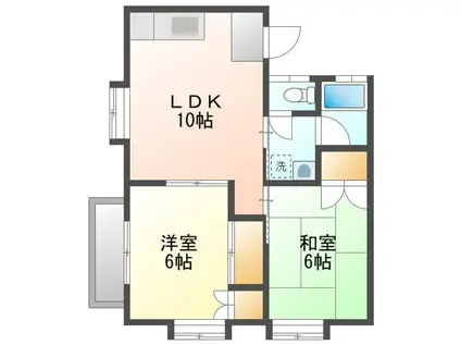 コーポゆかり(2LDK/2階)の間取り写真