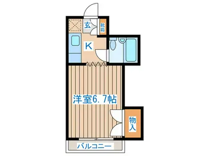 ブランドール八幡II(1K/1階)の間取り写真