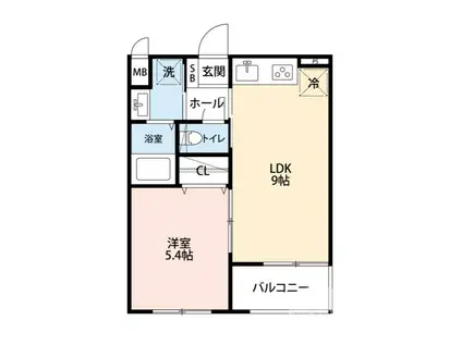 橋野マンション(1LDK/2階)の間取り写真