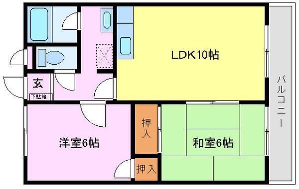 ヴィラアイリス(2LDK/1階)の間取り写真