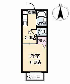 スカイメゾン6番館(1K/1階)の間取り写真