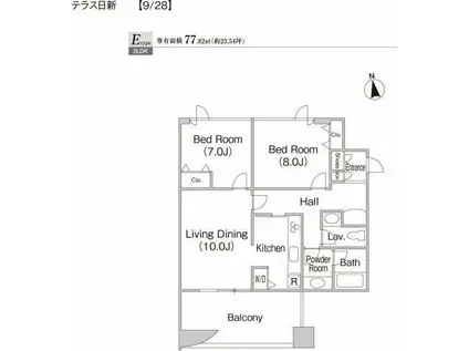 テラス日新(2LDK/13階)の間取り写真