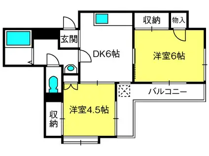 旭ニューハイツ(2DK/2階)の間取り写真