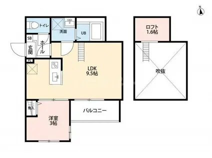 流山市南流山8丁目III(1LDK/3階)の間取り写真