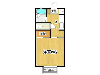 セントラル渡辺II(1K/1階)の間取り写真